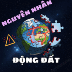 Minh họa Trái Đất như một trò chơi xếp hình với các mảng kiến tạo đang dịch chuyển, giải thích nguyên nhân gây ra động đất.