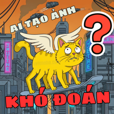 Một hình ảnh hài hước do AI tạo ra cho thấy một con mèo bị biến dạng với sáu chân và có cánh đang cố trượt ván, minh họa cho sự khó đoán của AI.