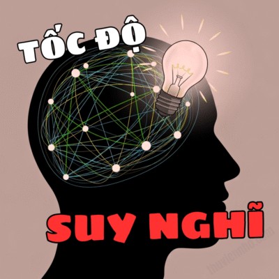 Một ý nghĩ lóe lên bên trong bộ não được minh họa bằng mạng lưới tế bào thần kinh và một bóng đèn phát sáng.
