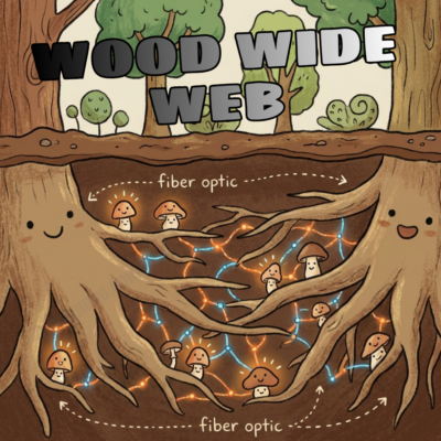 Sơ đồ mạng lưới nấm rễ kết nối các cây trong rừng dưới mặt đất.